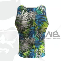 Blue Green Palm leaves Tank Top