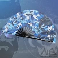 Hand Fan Camouflage Blue